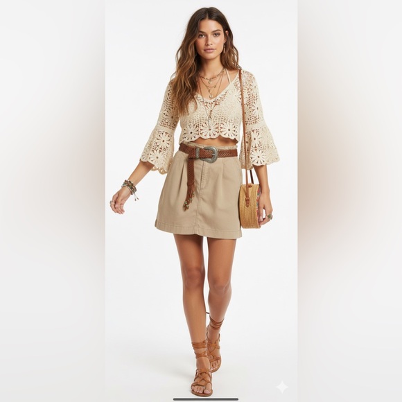 LOFT Dresses & Skirts - 🤩 LOFT Emory Paperbag Pocket Mini Skirt Khaki Size 8